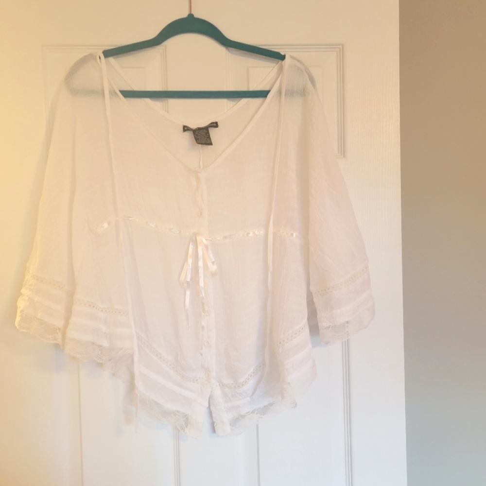 White Lace Detailed Blouse